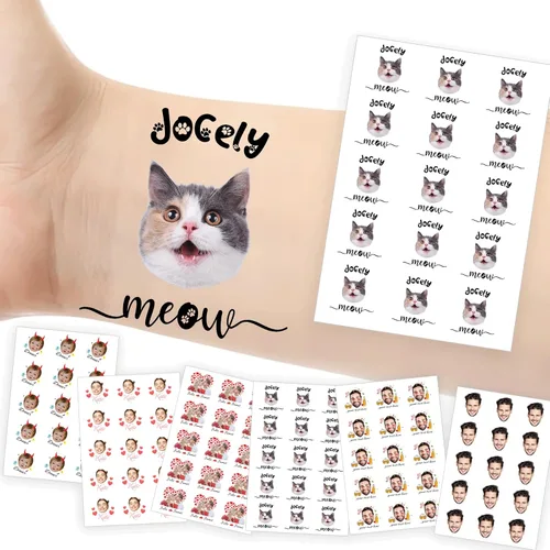 Miniatura 26 de Tatuajes temporales personalizados con foto y nombre, logotipo personalizado para adultos, niños, mujeres, hombres, regalo de boda, cumpleaños