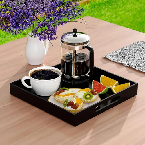 Miniatura 2 de NIUBEE Bandeja acrílica para servir de 12 x 12 pulgadas -a prueba de derrames- bandeja organizadora decorativa para mesa de café otomana y encimera