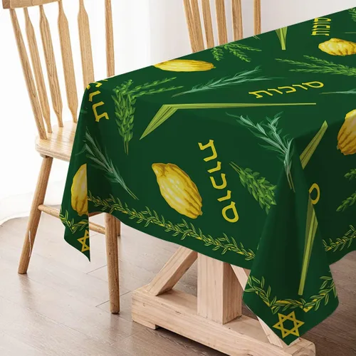 Miniatura 3 de Hafangry Mantel de Sukkot de Sukkot, decoración de fiesta judía, Etrog Lulav Hadass Aravah, suministros de decoración rectangular para cocina