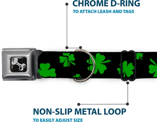 Miniatura 5 de Buckle-Down Collar de perro Hebilla de cinturón de seguridad St Pats Clovers Scattered2 Negro Verde Multicolor, DC-W34594-S, 1 pulgada de ancho - se