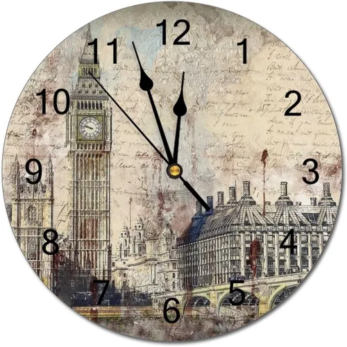 Miniatura 39 de Reloj de pared silencioso sin tictac de PVC, montañas del Tirol del Sur, Italia, senderismo, C, funciona con pilas, 10 pulgadas (9.8 in), reloj