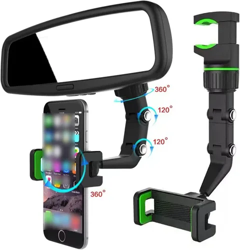 Miniatura 2 de Soporte para teléfono para espejo retrovisor, soporte universal ajustable de 360°, soporte universal de 360 grados, soporte para teléfono celular