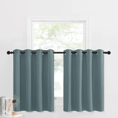 Miniatura 45 de NICETOWN Cortinas opacas de cocina para ventana sobre el fregadero, aislamiento térmico, decoración del hogar, pequeños niveles opacos con ojales