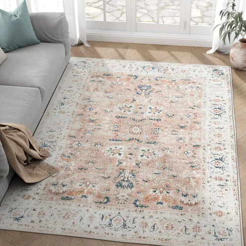 Miniatura 31 de jinchan Alfombra de entrada de 2 x 3 pulgadas, lavable, diseño floral vintage, tapete pequeño para interiores, bohemio, ligero, delgado