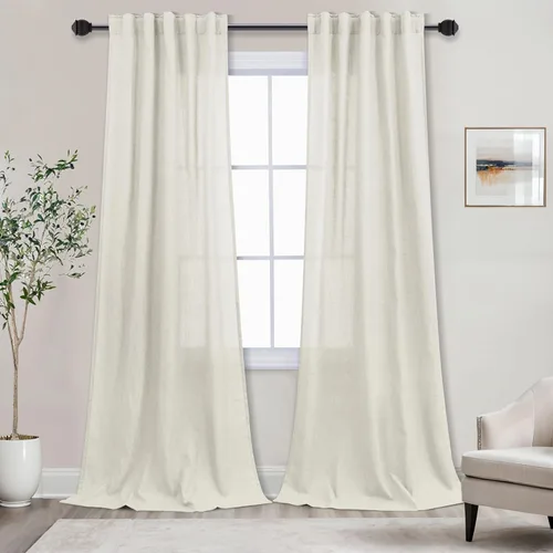 Miniatura 45 de Cortinas de lino azul claro de 90 pulgadas de largo para sala de estar, dormitorio de niñas, guardería, decoración acogedora de verano, bolsillo