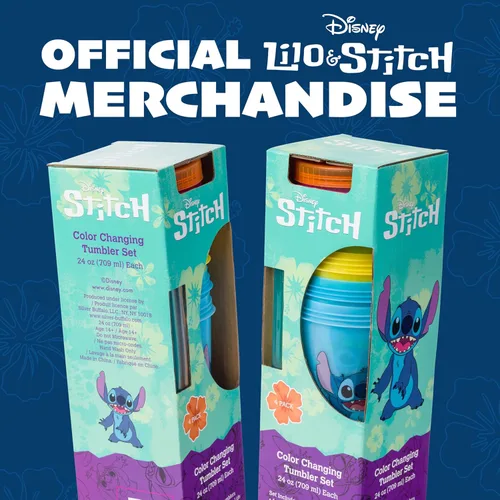 Miniatura 6 de Silver Buffalo Disney Lilo and Stitch Tropical Poses - Paquete de 4 vasos de plástico que cambian de color, 24 onzas Poses tropicales de Lilo