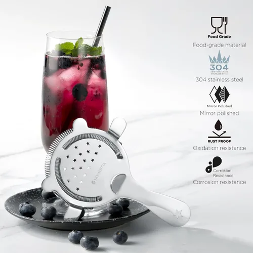 Miniatura 8 de Homestia Hawthorne - Colador de cóctel de acero inoxidable con resorte extraíble de alta densidad para bartending, cocteleras Boston y vasos Colador
