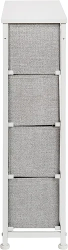 Miniatura 5 de Flash Furniture Harris - Cómoda de 4 cajones con marco de hierro fundido blanco con parte superior de madera delgada con cajones de tela gris claro