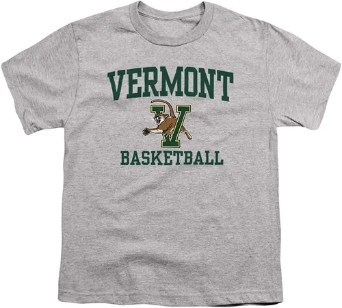 University Of Vermont Camiseta oficial de baloncesto para niños y niñas, Athletic Heather, Grande