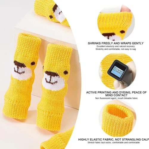 Miniatura 3 de Haofy 4PCS Dog Elbow Protector Sleeve Dog Recovery Sleeve Cartoon Bear Pattern Joint Protection Knee Socks Anti Slip Dirt Prevent Injury Protect The