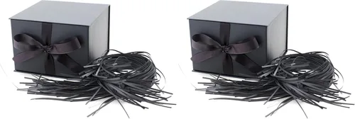 Miniatura 9 de Hallmark Caja de regalo mediana con tapa y relleno de papel triturado (caja gris de 7 pulgadas) para bodas, graduaciones, cumpleaños, día del padre