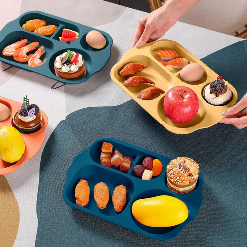 Miniatura 7 de Vesici 8 piezas de platos grandes de 12 pulgadas irrompibles divididos para niños y adultos - Bandeja de paja de trigo - Aptos para microondas