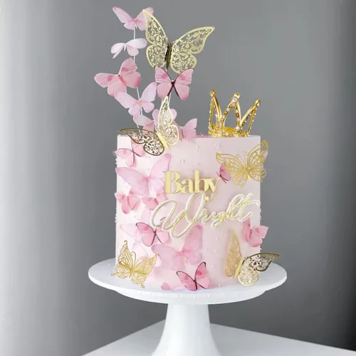 Miniatura 2 de 30 Adornos Mini para Tarta de Corona - Tiara Dorada Pequeña con Decoración de Mariposa para Boda, Baby Shower, Fiesta de Cumpleaños Dorado