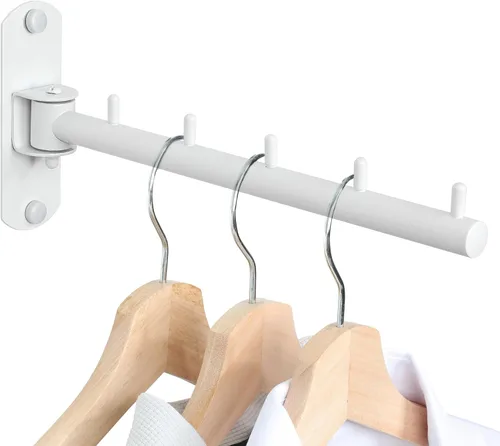 Miniatura 10 de Percheros para colgar ropa, perchereros de ropa montados en la pared, ganchos para colgar ropa, barras para ropa, ganchos resistentes, plegables