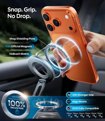Miniatura 3 de Wigoo Magsafe - Soporte magnético de vacío para teléfono para automóvil [succión de 80 libras y 3000 gf magnético] Soporte de teléfono ajustable