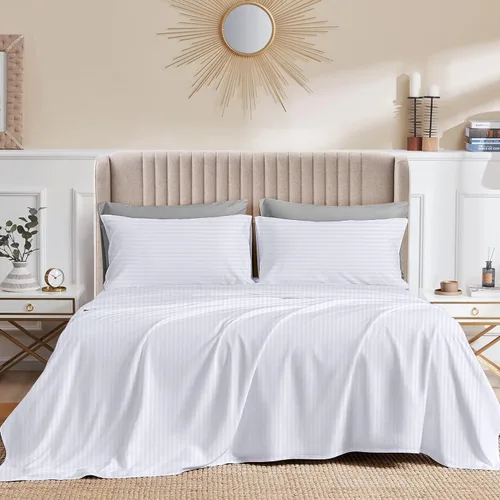 Miniatura 11 de CASA LINEN Alaskan King - Juego de sábanas de 4 piezas de 1000 hilos, juego de sábanas de lujo más suave de hasta 15 pulgadas de profundidad, 100%