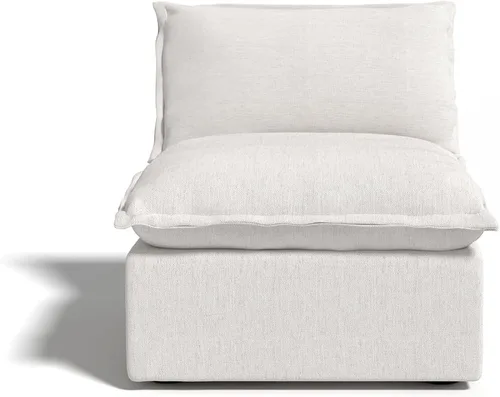 Miniatura 36 de Sofá modular de mezcla de lino para sala de estar, cómodo sofá modular con relleno de plumón, moderno sofá cama convertible con asiento profundo