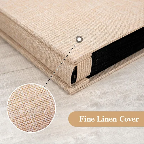 Miniatura 6 de potricher - Álbum de fotos pequeño para 300 fotos de 4 x 6 pulgadas, con portada de lino con foto, familiar, para bodas, aniversarios, bebés o Beige