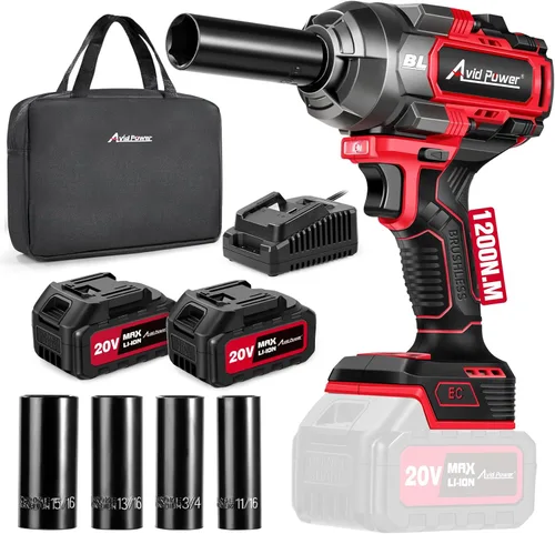 Miniatura 9 de AVID POWER Llave de impacto de 1/2 sin escobillas, pistola de impacto inalámbrica de 20 V con 3 velocidades variables, par máximo de 370 pies-libras