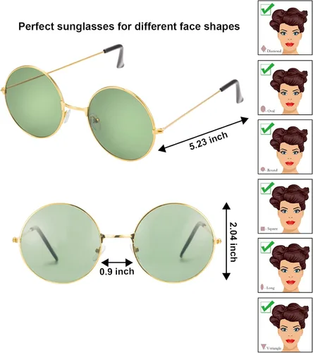 Miniatura 2 de 28 pares de gafas de sol hippie redondas de colores gafas de discoteca de los años 70 trajes de sol geniales para fiestas de mujeres y hombres