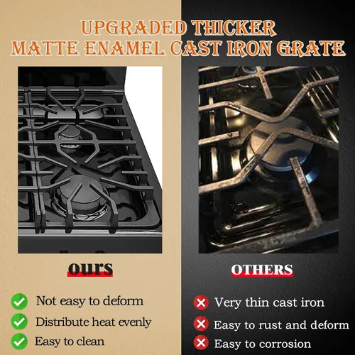 Miniatura 5 de 807327101 actualizado de repuesto de rejilla lateral para estufas Frigidaire, 20 x 9.6 pulgadas, rejilla de hierro fundido Kenmore, piezas de cocina