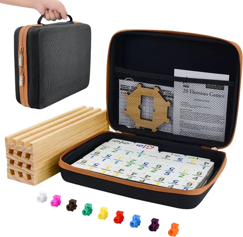 Miniatura 11 de Bucher&Rossini Juego de Dominó Doble 6 - Juego Clásico de Dominó Negro para Adultos y Niños, Idea de Regalo para Jugadores de Dominó o Noche