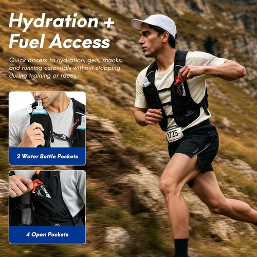 Miniatura 2 de Chaleco de hidratación para correr Haimont, paquete ligero de 5L para mujer y hombre, para correr en senderos Bounce-Free Fit, Front Fuel Storage