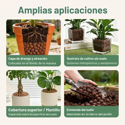 Miniatura 3 de Halatool 2 LB Guijarros de arcilla expandida natural de 2 libras para plantas 4mm-16mm Bolas de arcilla 100% orgánicas Hydroton Leca para plantas