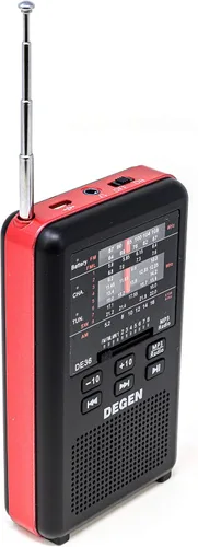 Degen DE36 Recargable AM FM Radio de onda corta y reproductor de MP3 con lector de tarjetas Micro SD TF incorporado