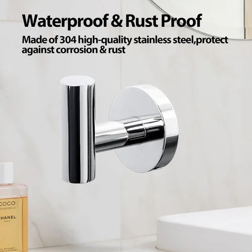 Miniatura 3 de Kruodop Ganchos para toallas de baño, 2 paquetes de soporte para toallas de pared, gancho negro mate para bata de pared, gancho de acero inoxidable