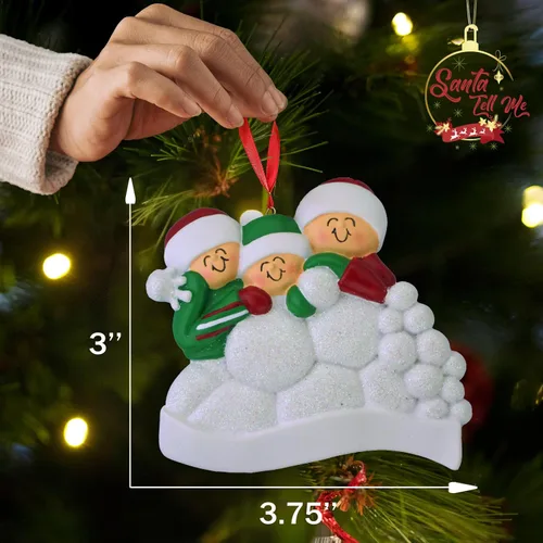 Miniatura 3 de Adorno familiar de Navidad personalizado para familia de 3, adorno de familia de tres nietos, adorno de bola de nieve personalizada, adornos