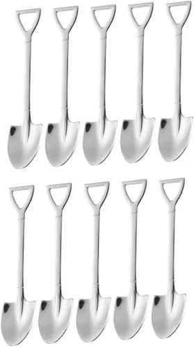 Miniatura 3 de Paquete de 4 cucharas de postre de 6 pulgadas con forma de pala de acero inoxidable, cucharas de helado de frutas para el hogar, cocina