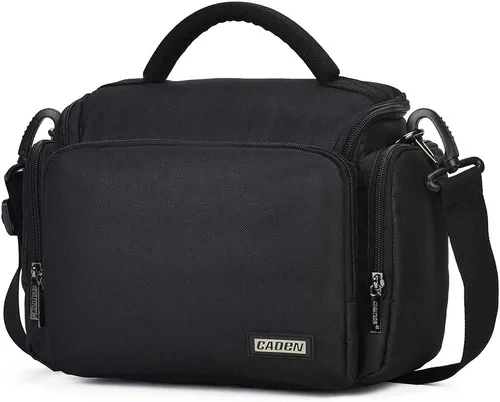 CADeN Bolsa bandolera cruzada para cámara compatible con cámaras Nikon, Canon, Sony SLR/DSLR sin espejo y lentes a prueba de agua (1.0 M, negro)