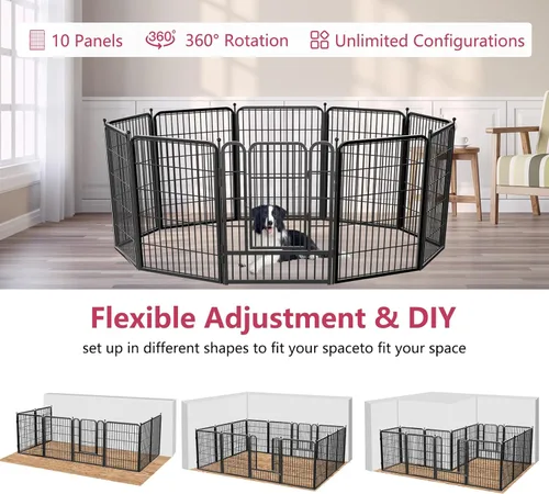 Miniatura 6 de Corralito para perros para interiores, valla portátil para perros de 32 pulgadas de altura, 10 paneles para mascotas, corral exterior para patio