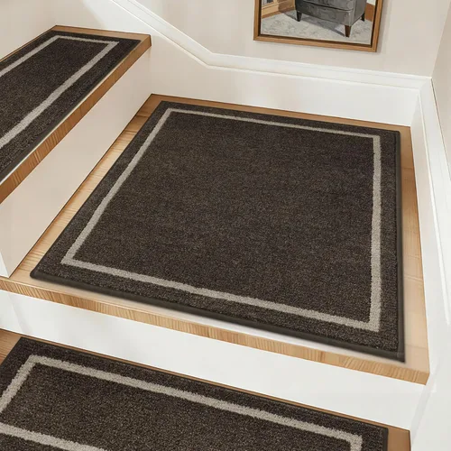Miniatura 11 de COSY HOMEER Peldaños Suaves Antideslizantes Alfombra 28 x 9 pulgadas Alfombras de Escalera para Interiores para Escalones de Madera, Alfombras