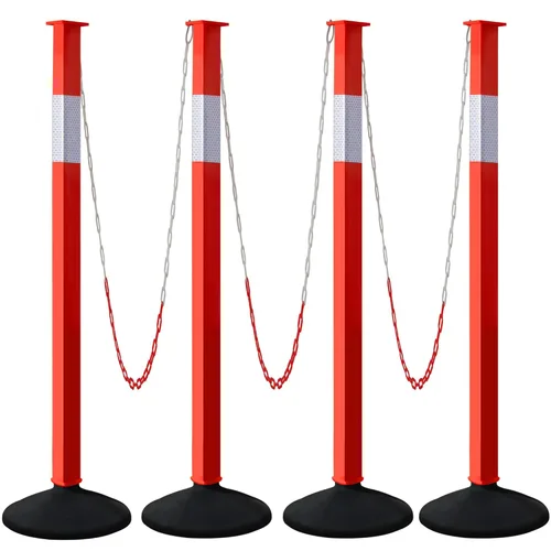 Paquete de 4 conos de delineador de tráfico con base ponderada y collares reflectantes, barrera de seguridad de tráfico naranja ajustable con