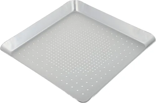 Yardwe Bandeja de pizza cuadrada de 12 pulgadas con agujeros perforados de aleación de aluminio para hornear bandeja antiadherente para hornear