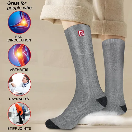 Miniatura 8 de Rabbitroom Calcetines calefactables para hombres y mujeres, recargables y lavables, para invierno, eléctricos, calentados térmicos, calentadores