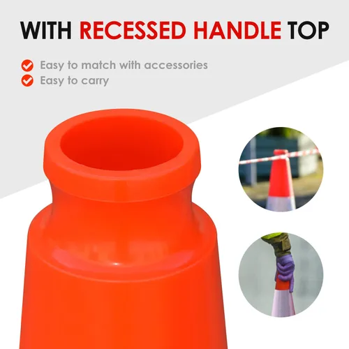 Miniatura 6 de Paquete de 6 conos de tráfico de PVC extra grandes de 36 pulgadas con base resistente, conos de seguridad de alta visibilidad para todo