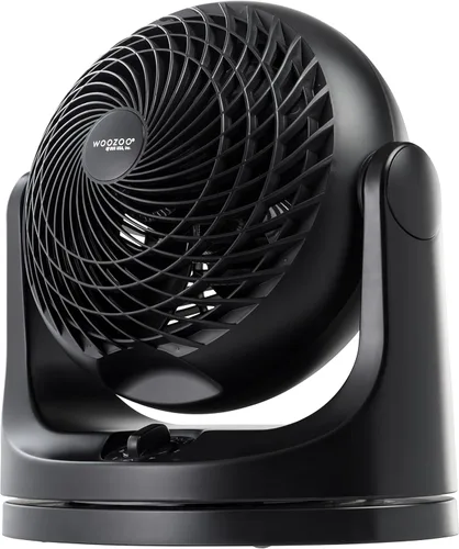 IRIS USA WOOZOO Ventilador de escritorio, circulador de aire oscilante, 3 velocidades, distancia máxima de aire de 36 pies, cobertura de 244 pies