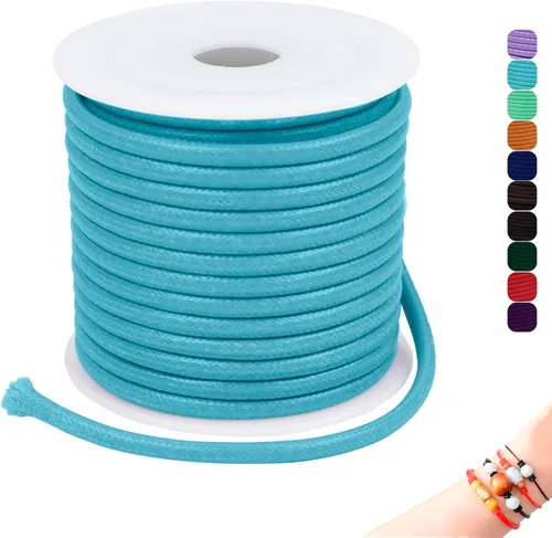 Miniatura 22 de CAMAL Cuerda de cera de 0.069 pulgadas para hacer pulseras, hilo encerado de 23 yardas para joyería y pulsera, cordón encerado para manualidades