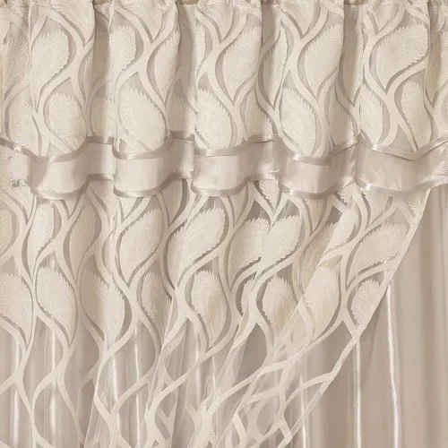Miniatura 2 de GOHD Light Grace. Panel de cortina de gasa jacquard con cenefa doble adjunta y respaldo de tafetán. Juego de 2 piezas. Cada pieza de 54 pulgadas