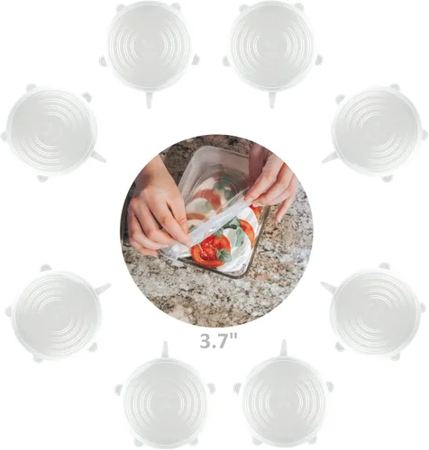 Miniatura 9 de altCookingHub - Tapas elásticas de silicona, paquete de 6, tapas reutilizables de 6.3 pulgadas Libre de BPA, a prueba de fugas, reutilizable