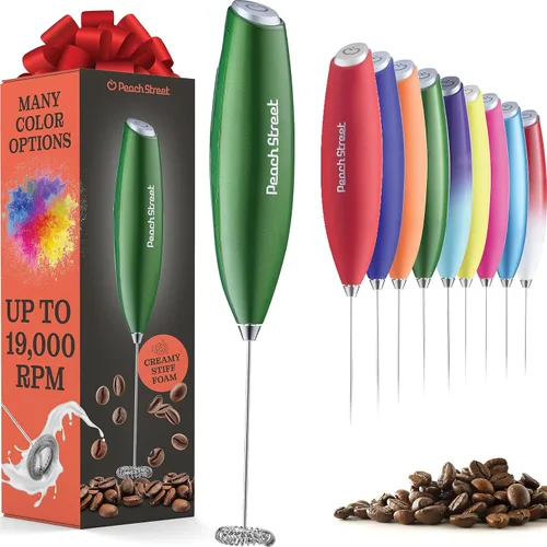 Miniatura 26 de Potente espumador de leche de mano, mini espumador de leche, funciona con pilas (no incluida), mezclador de bebidas de acero inoxidable para café
