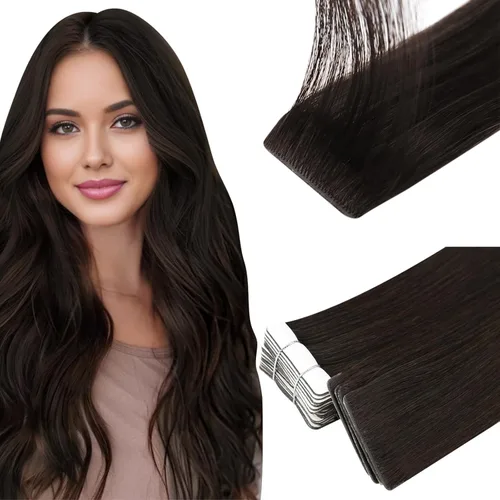 Miniatura 44 de Full Shine Invisi Edge - Extensiones de cabello con cinta adhesiva invisible de 36 cm, color 1 negro, máquina Remy, extensiones de cabello humano