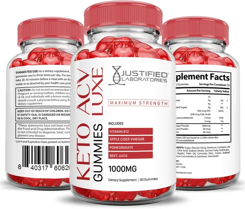 Miniatura 7 de Paquete de 5 gomitas Luxe Keto ACV de fórmula avanzada de 1000 mg Luxe Keto Gummies Vinagre de sidra de manzana formulado con jugo de granada