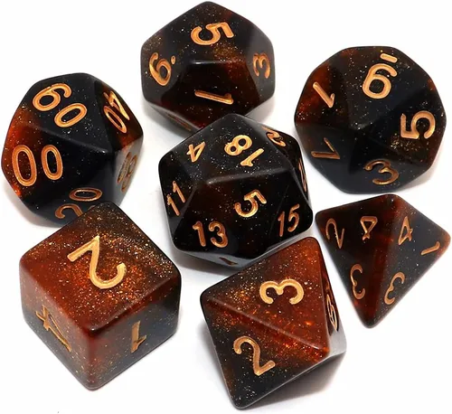 Miniatura 9 de Juego de dados DND de brillo azul y rojo para juegos de rol de Calabozos y Dragones, Warhammer, D&D, juegos de mesa, dados poliédricos Rojo mezclado