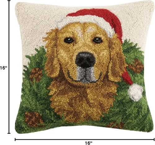 Miniatura 2 de Peking Handicraft 31SJM8395C16SQ - Almohada de lana con gancho para perros de Navidad, multicolor