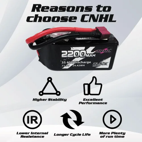 Miniatura 4 de CNHL Batería Lipo de 2200 mAh 3S 40C 11.1V Batería lipo corta con enchufe en T para avión a control remoto, coche, vehículos RC, barco, dron, FPV