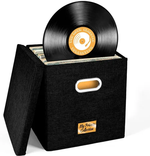 Caja de almacenamiento de discos de vinilo para hasta 50 álbumes de 12 pulgadas, caja de registros, almacenamiento de álbumes LP, cajas de